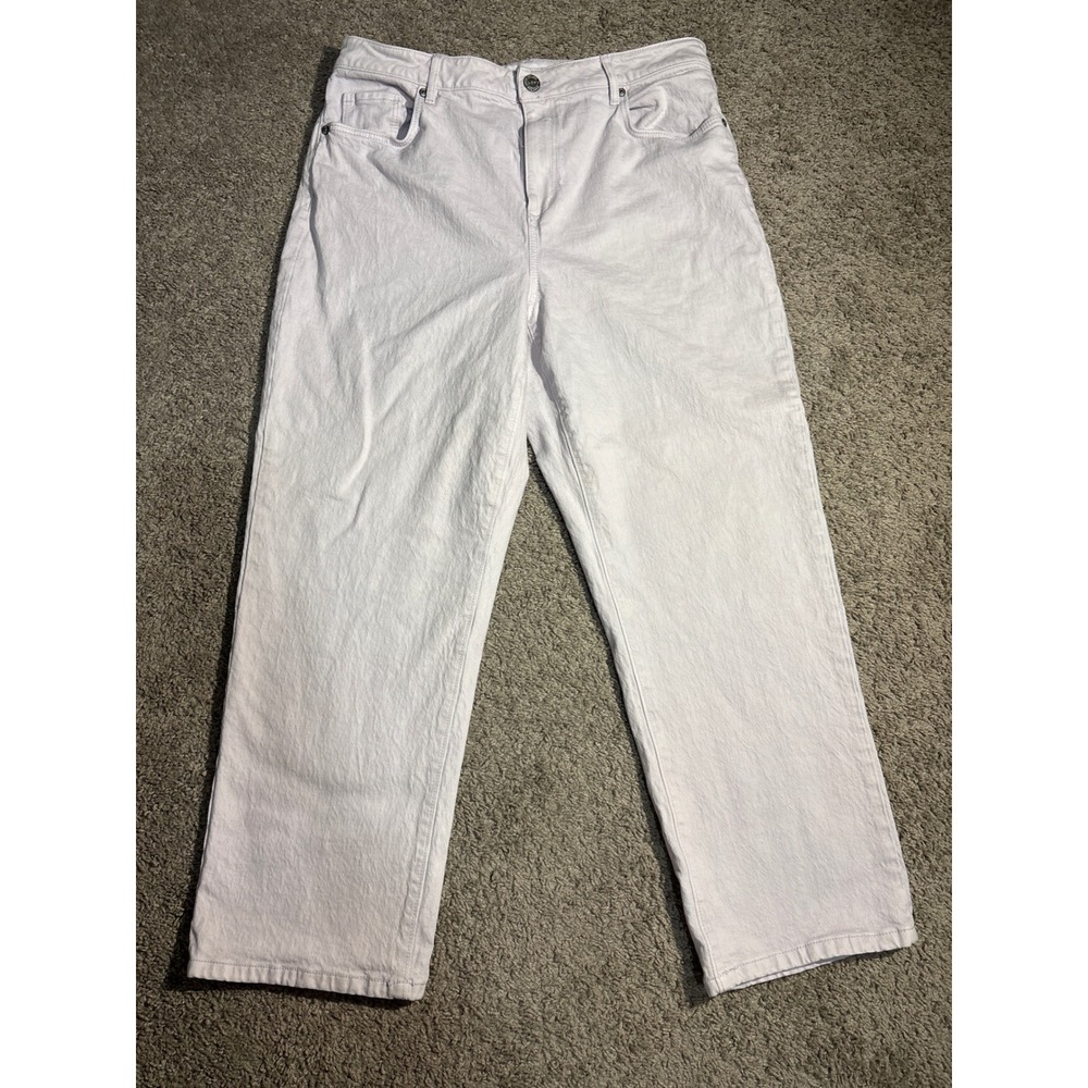 LOFT Curvy High Waist Straight Crop Jeans Lavender Purple Size 31 12